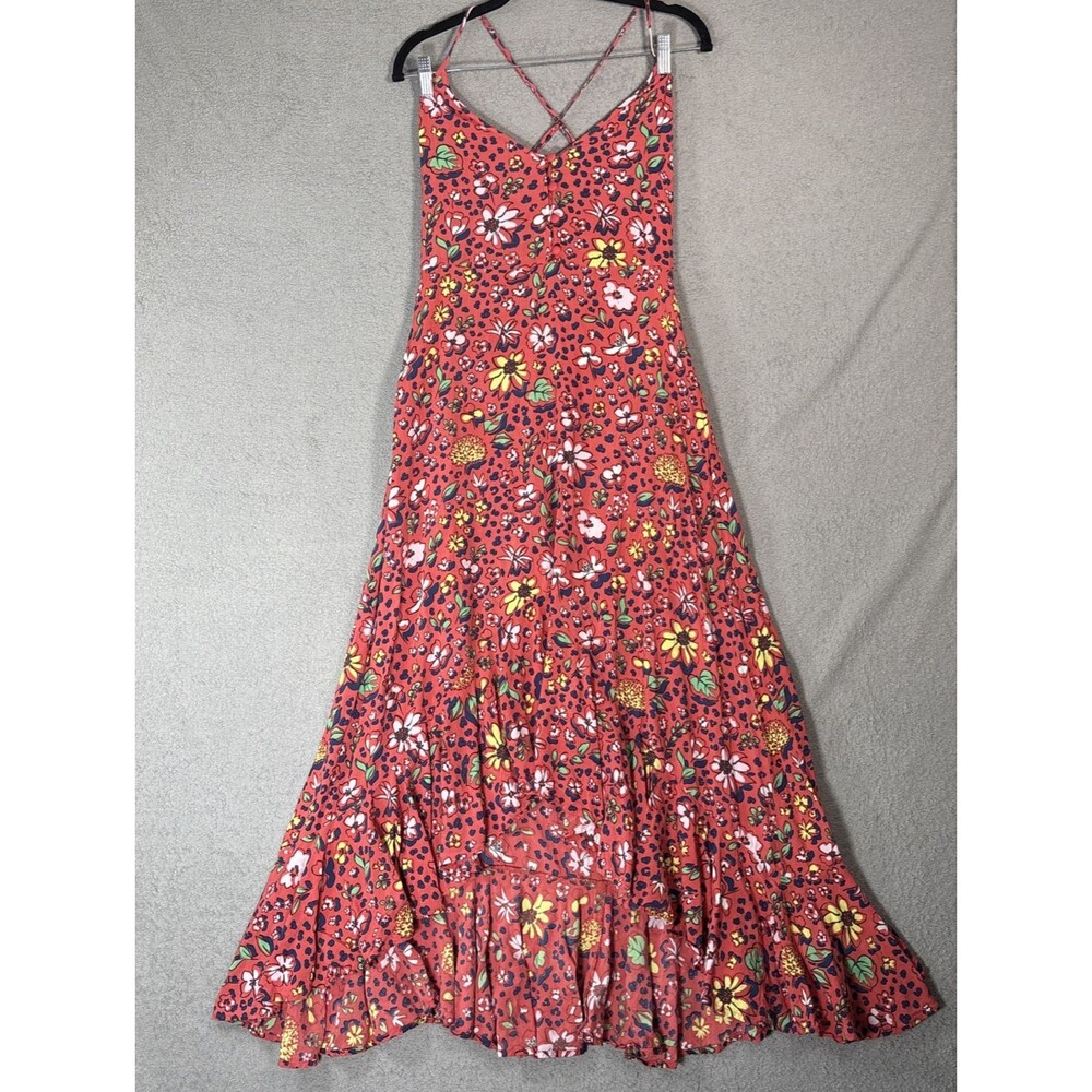 XIX Palms Women’s Midi Dress Size S Ruffle Hem Boho Bohemian Ditsy Hawaii Aloha